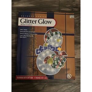 Outdoor Series Vintage - Glitter Glow Window Sculptures : Snowman With Present!